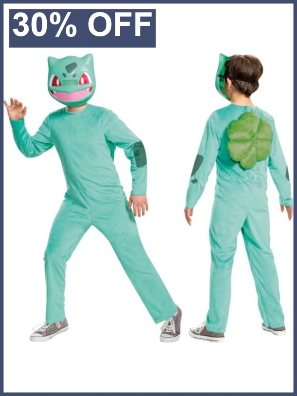 Kids Pokemon Bulbasaur Costume Jumpsuit & Mask Set Dress Up